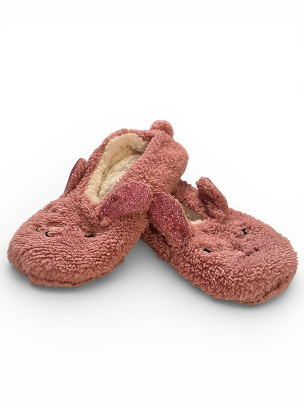 Pink Fuzzy Bunny Slippers XL (10/11) Cozy Animal House Shoes